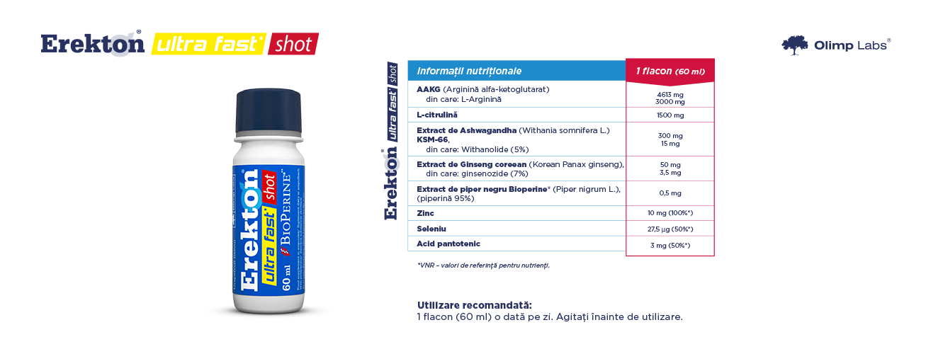 Erekton ultra fast shot - nutrition information